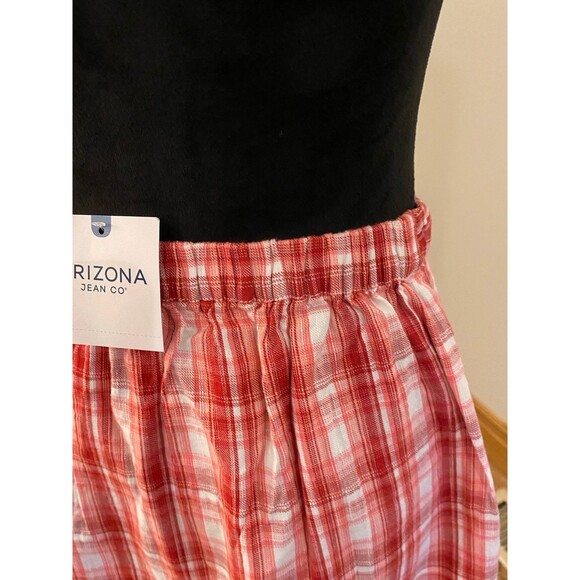 Arizona Skirt NWT Size Large Red Pink Plaid Elastic Waist 4 Summer vacation - Picture 4 of 12